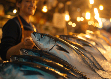 Freshly caught seafood displayed on ice